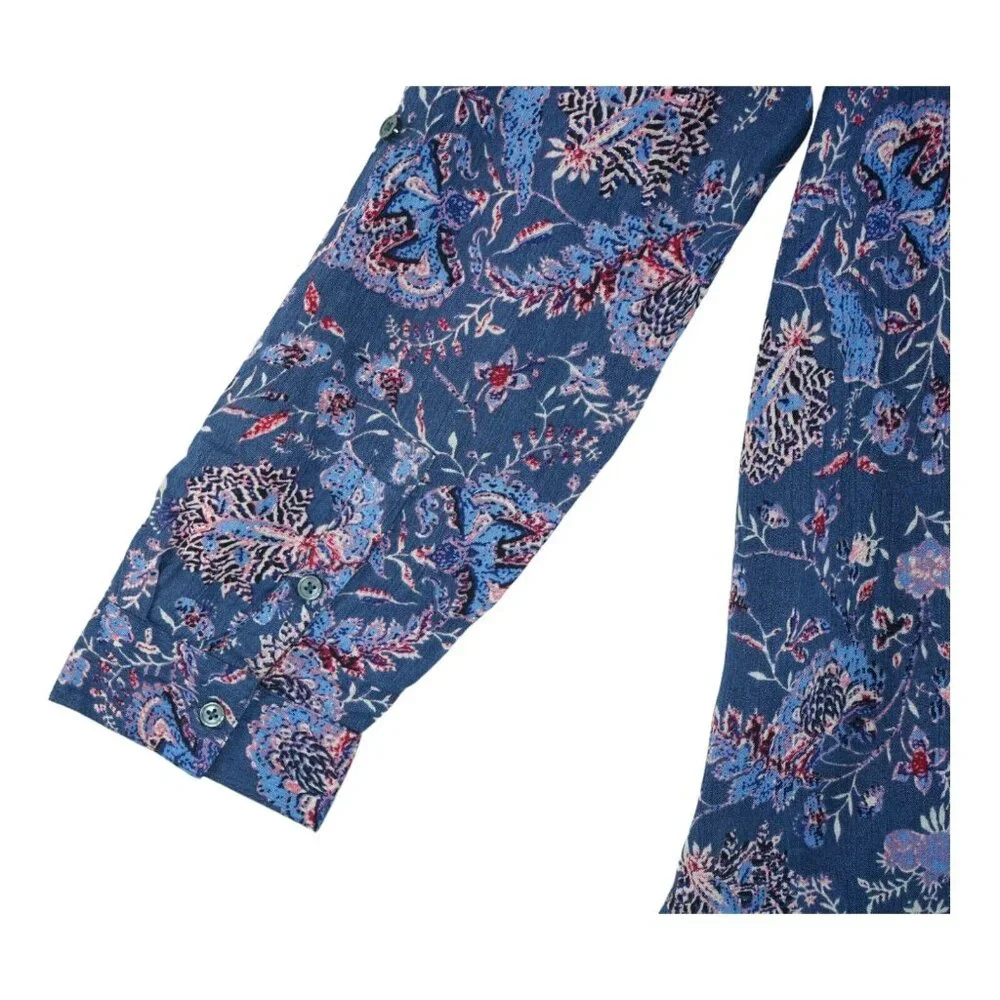 NWOT Nine West Top Large Purple Floral Long Sleeve V Neck‎ Peasant Blouse